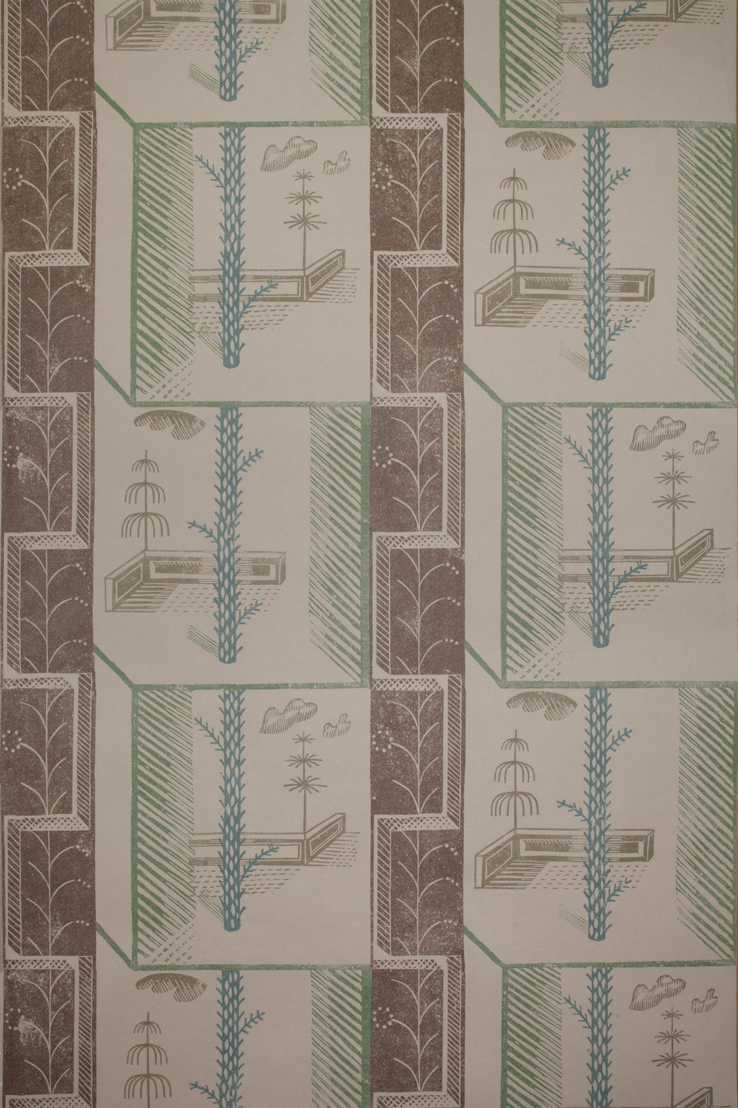 Cactus/Garden Wallpaper, Blue Green