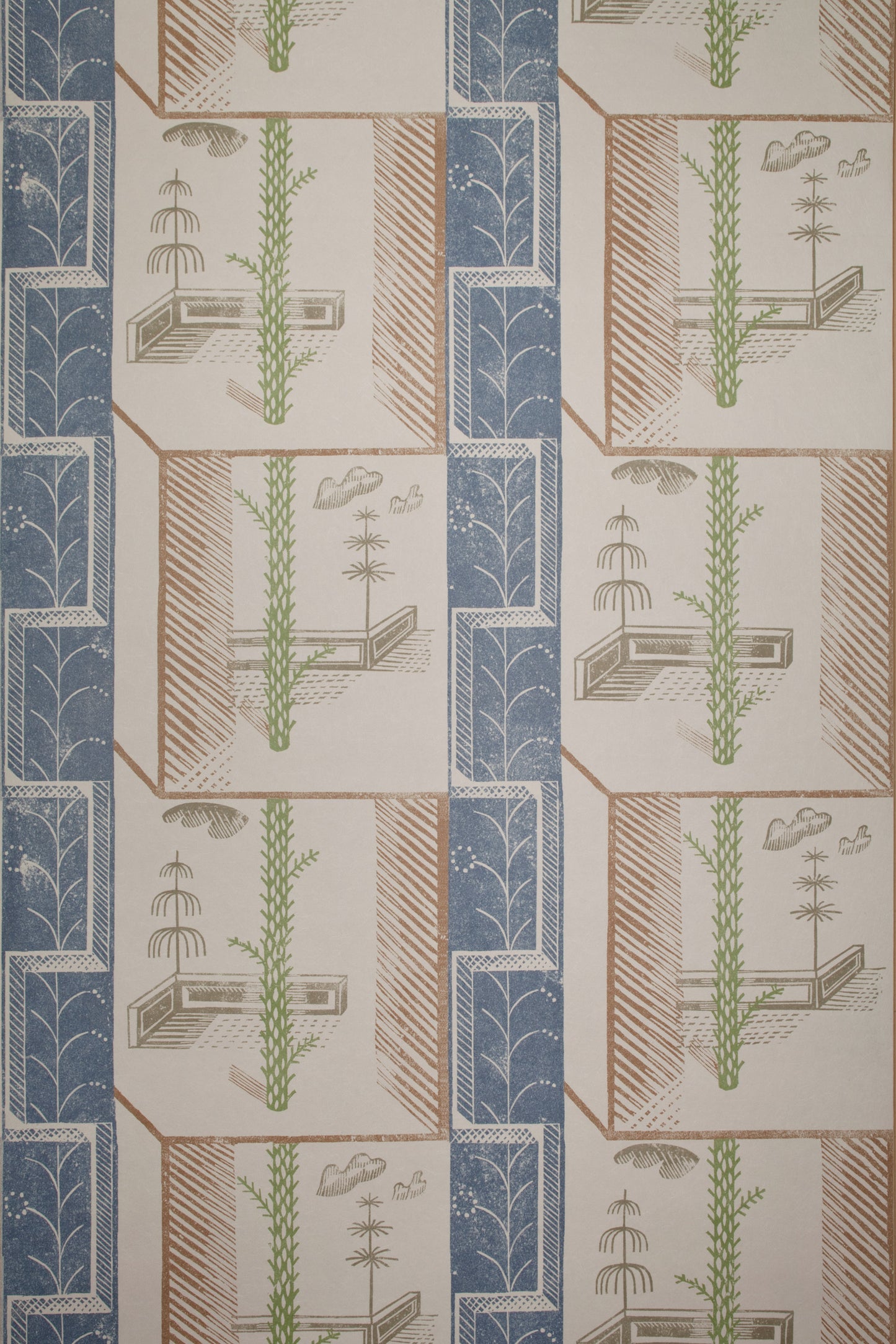 Cactus/Garden Wallpaper, Green/Tan