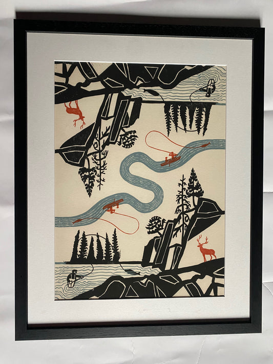 Edward Bawden:  Highland Glen wrapping paper print design, giclee print