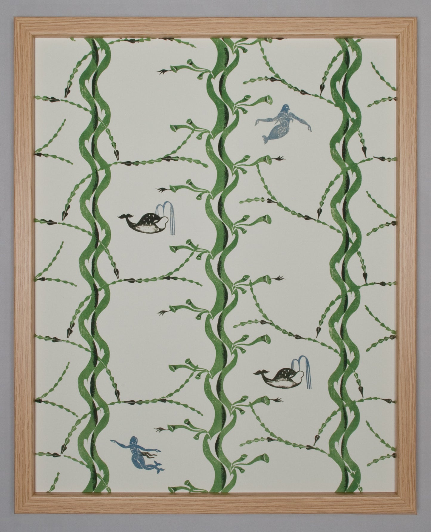 Edward Bawden:  Mermaid and Whale print design, giclee print