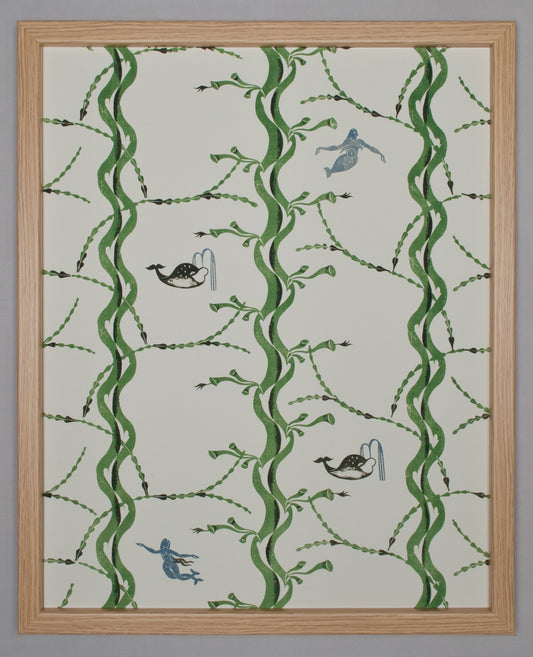 Edward Bawden:  Mermaid and Whale print design, giclee print