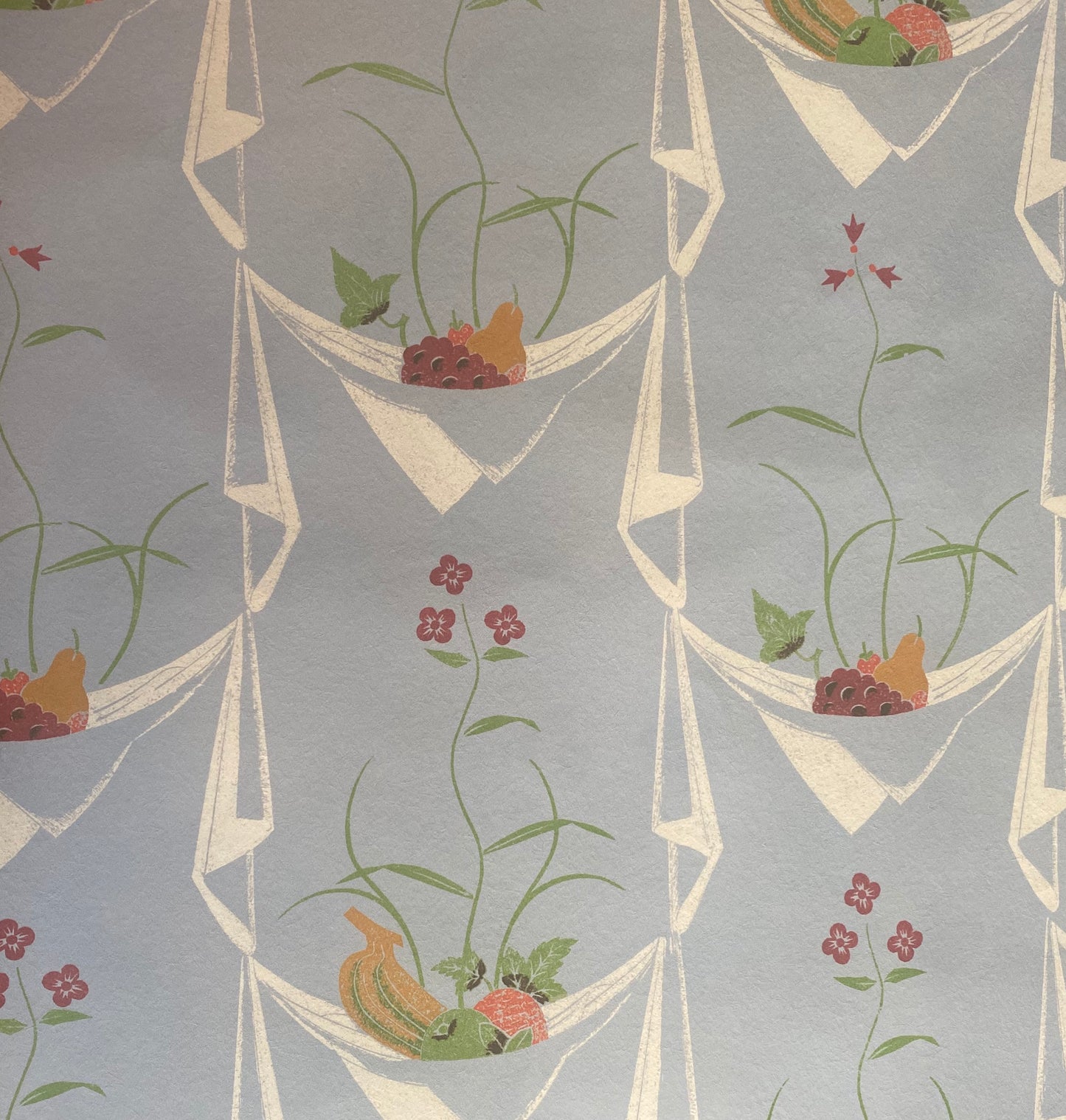 Napkin/Fruit print fabric Wedgwood/White