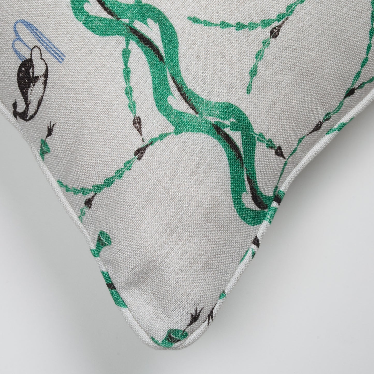 Mermaid and Whale print cushion, Slaked Lime