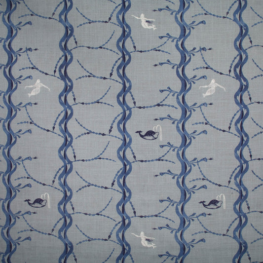 Mermaid and Whale Wallpaper, China Blue