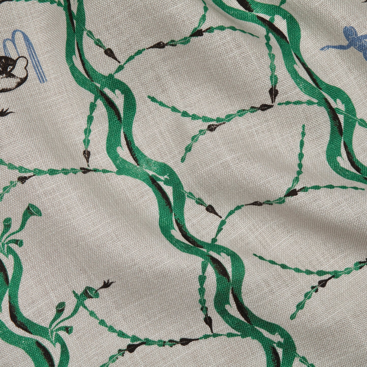 Mermaid and Whale Print Fabric, Slaked Lime