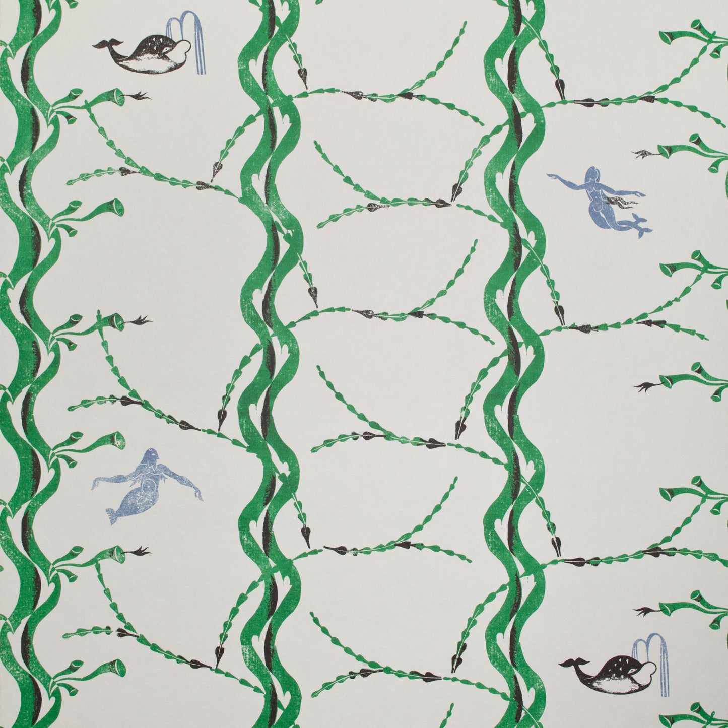 Mermaid and Whale Wallpaper, Slaked Lime