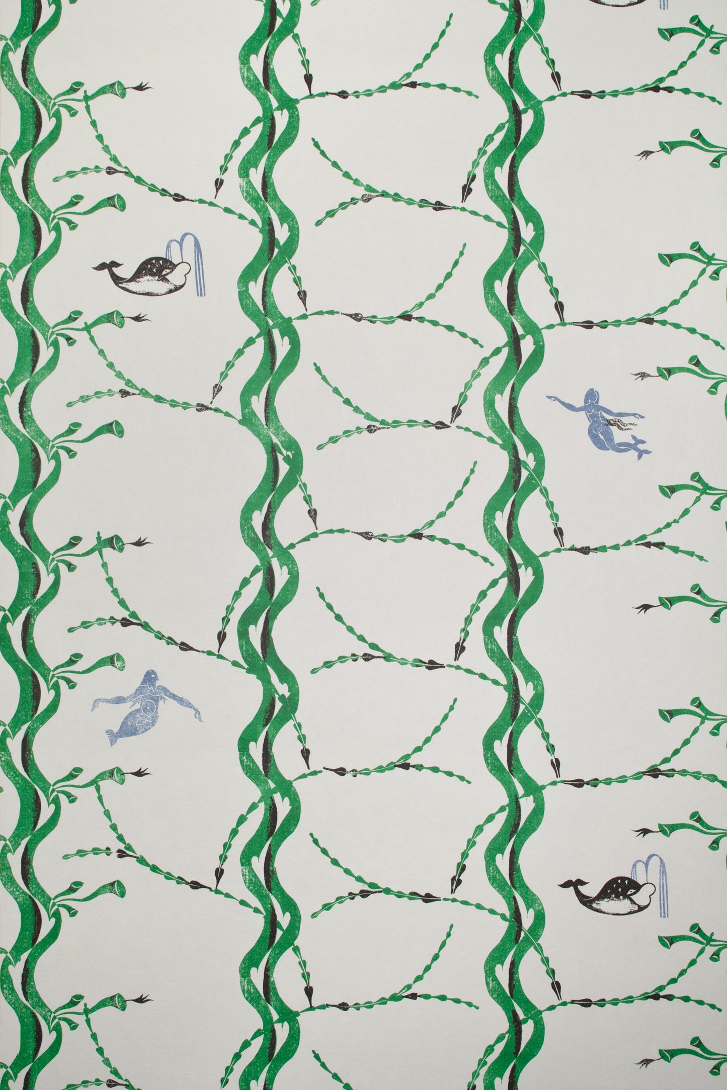 Mermaid and Whale Wallpaper, Slaked Lime