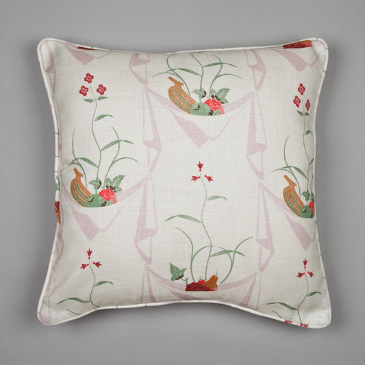 Napkin/Fruit print cushion, white/confetti