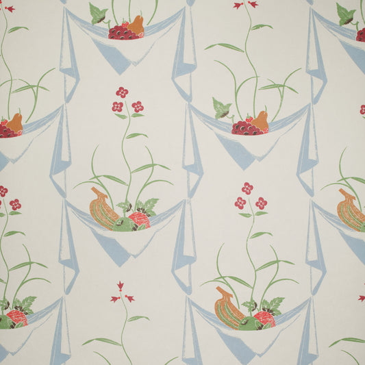 Napkin/Fruit Wallpaper, white/wedgwood