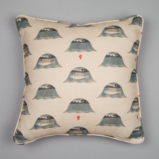 Wave/Fish print cushion, Original