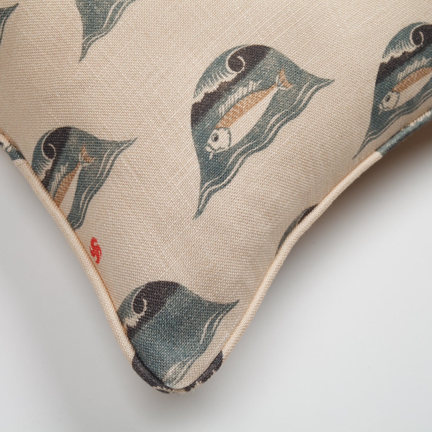 Wave/Fish print cushion, Original