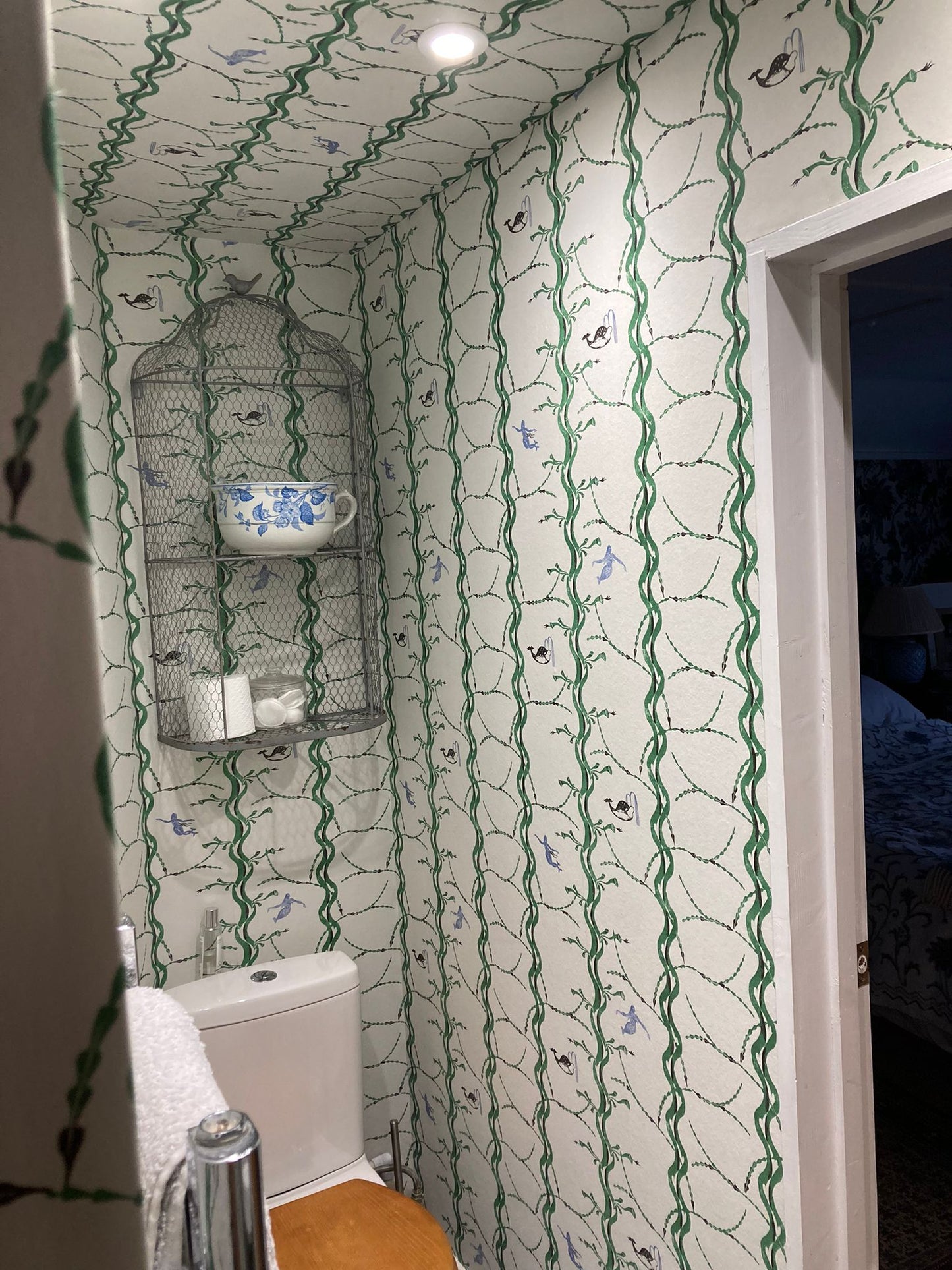 Mermaid and Whale Wallpaper, Slaked Lime