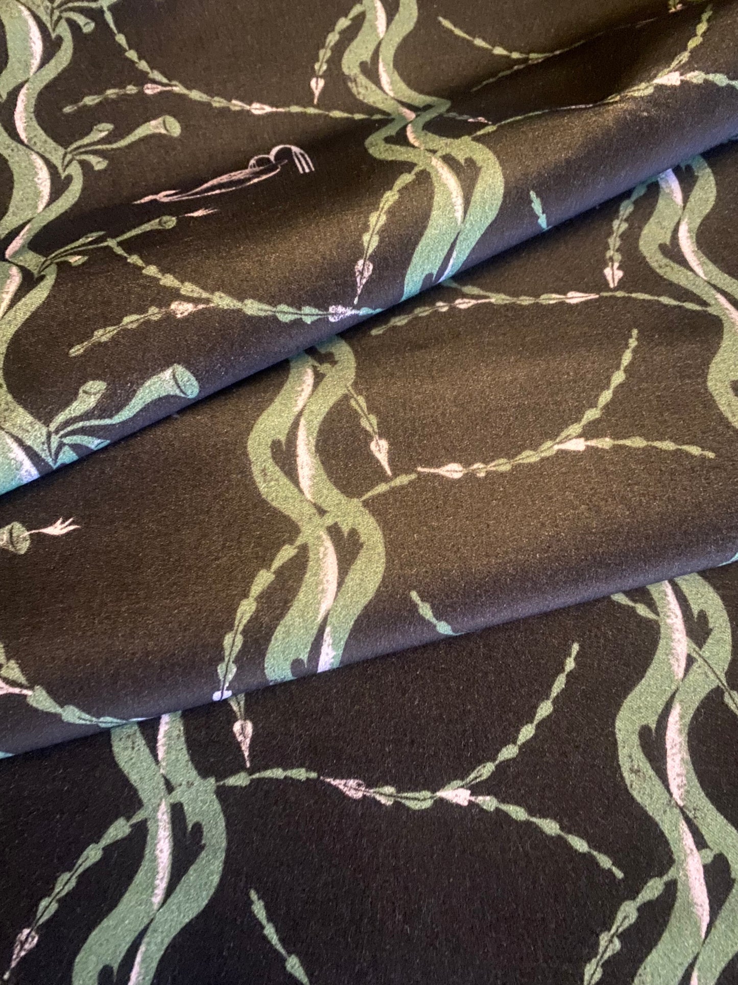 Mermaid and Whale Print Fabric, Midnight