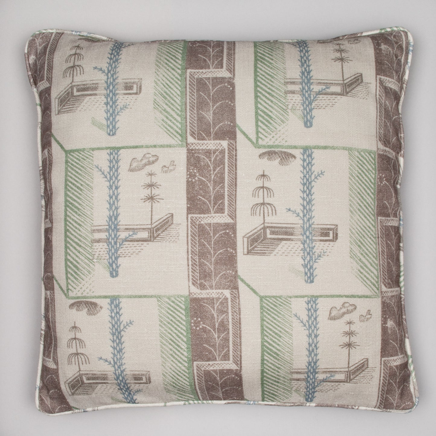 Cactus/Garden   print cushion, Blue/Green