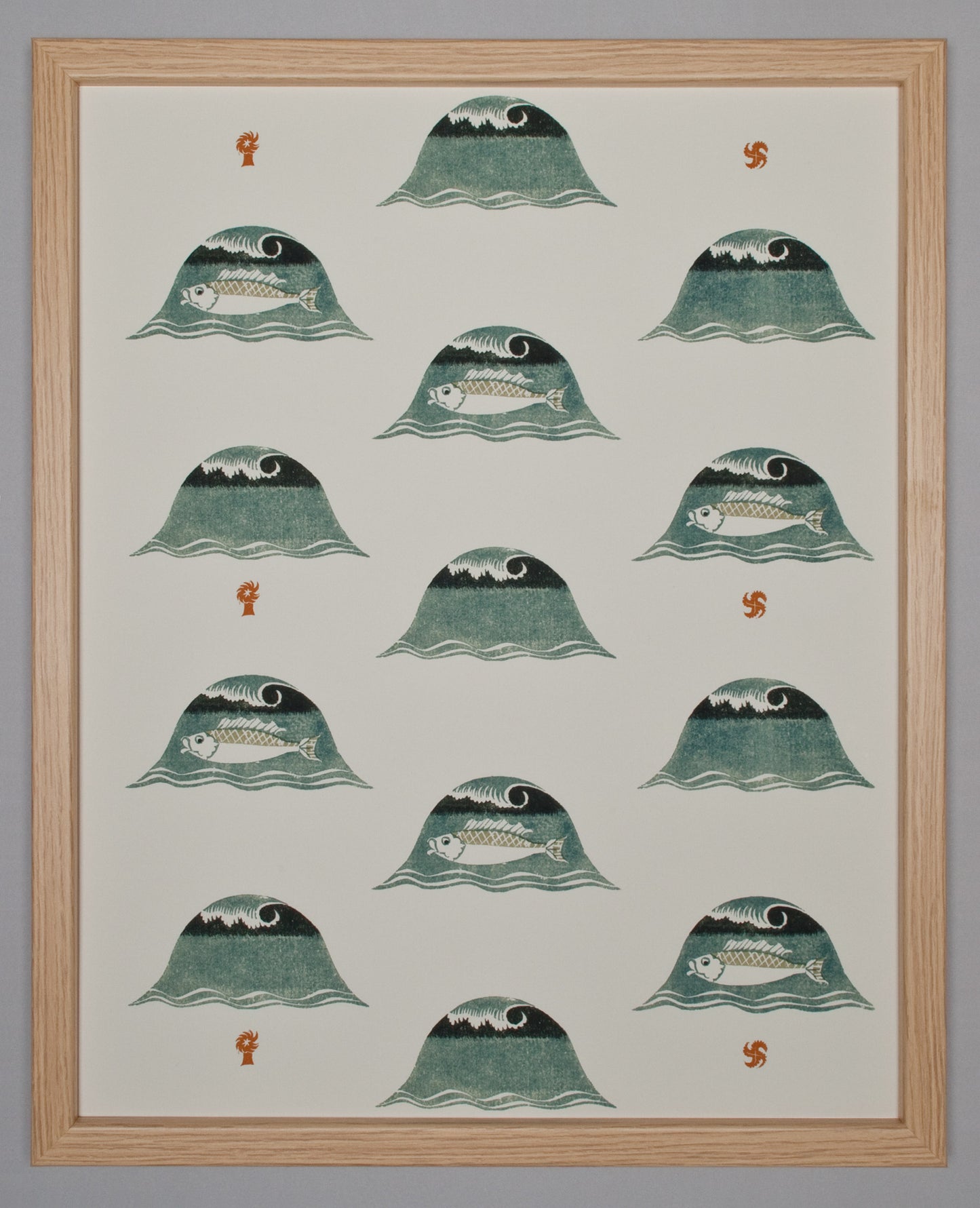 Edward Bawden:  Wave and Fish print design, glicee print