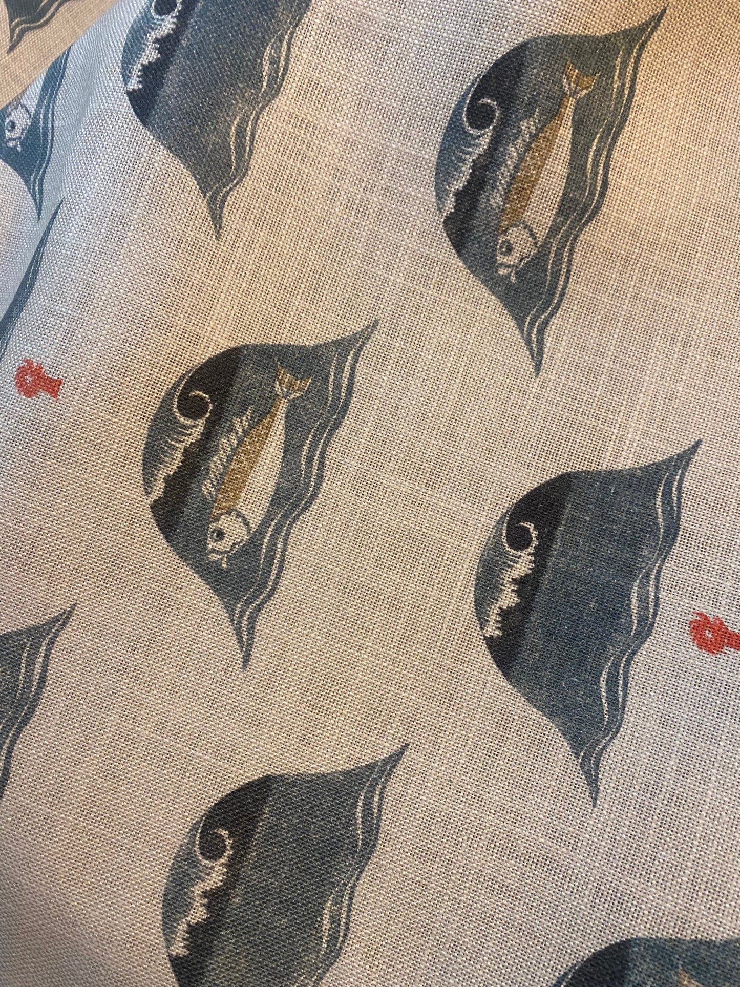 Wave and Fish Print Fabric, Original