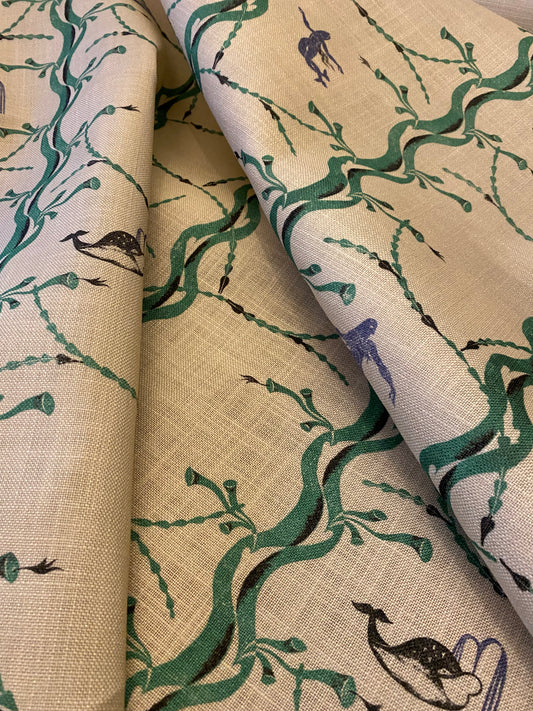 Mermaid and Whale Print Fabric, Original