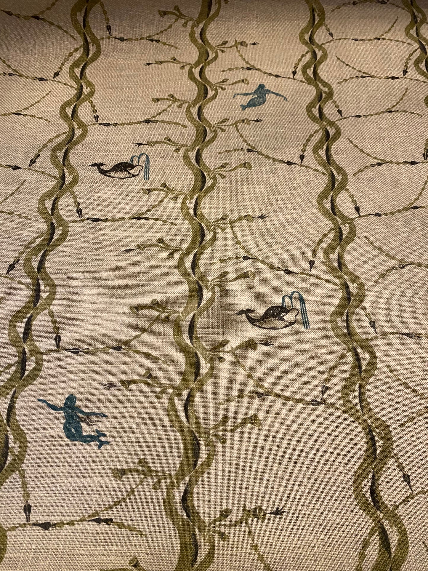 Mermaid and Whale Print Sample (Olive)