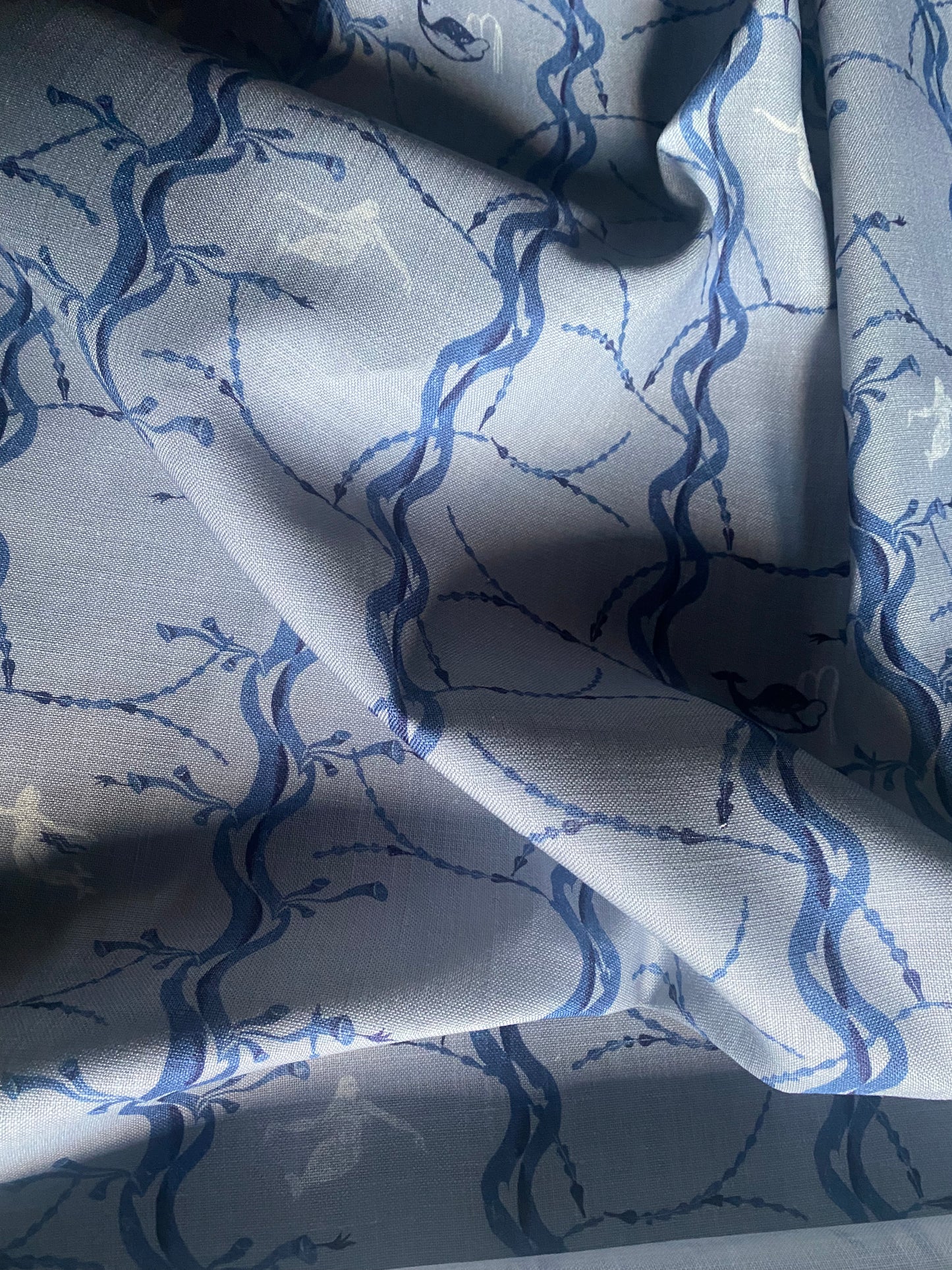 Mermaid and Whale Print Sample (China Blue)