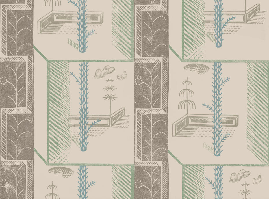 Cactus Garden Print Sample Blue/Green