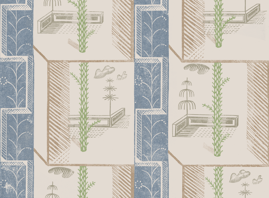 Cactus/Garden Wallpaper, Green/Tan